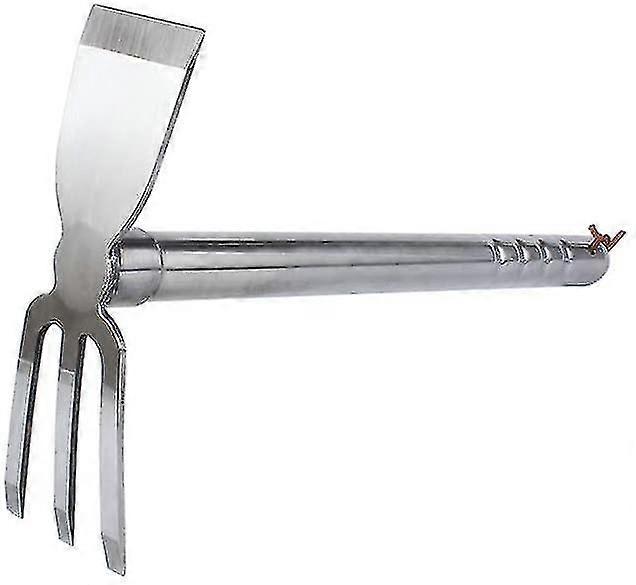 Stainless Steel Garden Hoe Rake Hand Tool, 15" Metal Hand Hoe 3 Prong Cultivator Dual Headed Gardening Tool For Weeding, Digging, Seeding Multipurpo