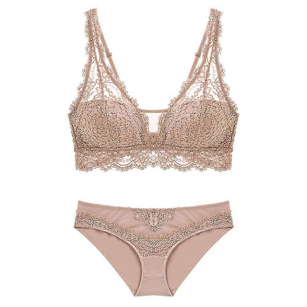 Sexy Women Lace Underwear Set Wireless Padded Bra Briefs G-string