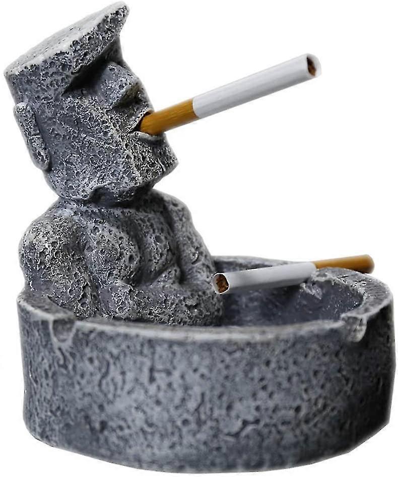 Moai Stone Statue Creative Retro Smoking Ashtray, Decoration Easter Island Stone Statue