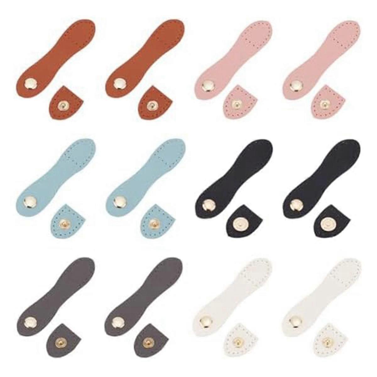 6 Colors PU Leather Purse Sew on Snap Buckle, 12 Sets Sew on PU Leather Tab Closures Buckles Bag Se