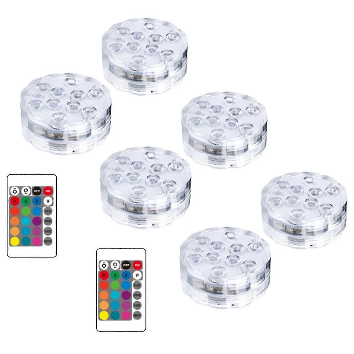 6PCS LED RGB Submersible Light 16 Colors Underwater Lamp for Ponds Decoration Parties Vase Bases Sp