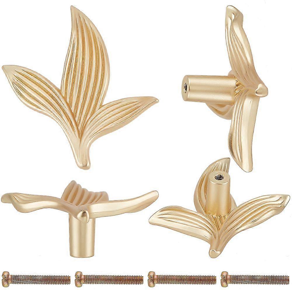 Zinc Alloy Drawer Knob Cabinet Pulls Handles for Drawer Accessories with Screw Golden Leaf 60x55x21mm