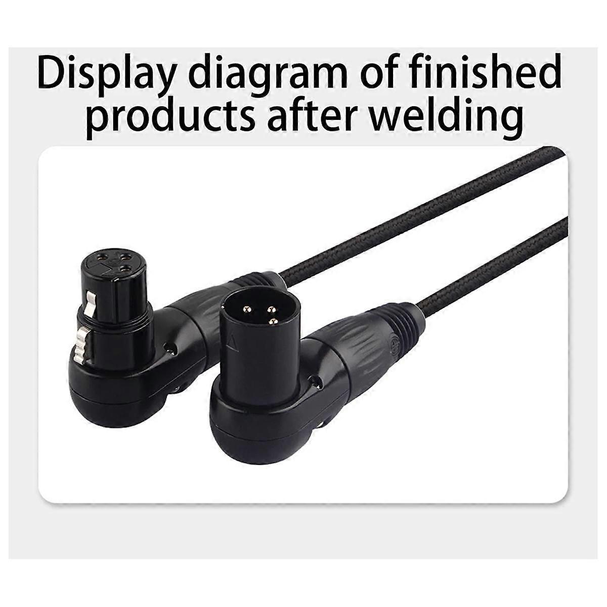 L-Type 3 Pin XLR Male/ Female Connector Mic Cable 90 Degree Audio Wire Connector for Speaker System