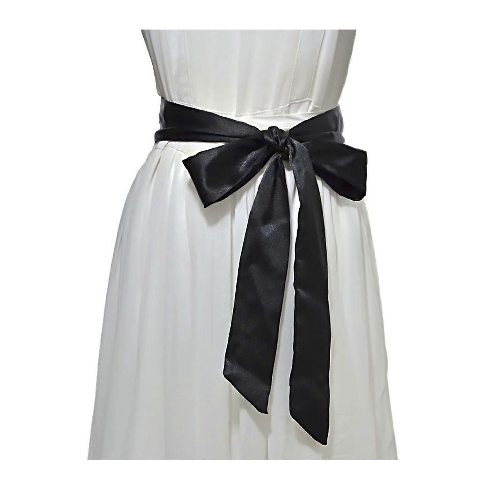 Ceinture pour femme en satin lisse à lacets avec nœud papillon décoratif, longueur réglable, design nœud papillon, ceinture formelle