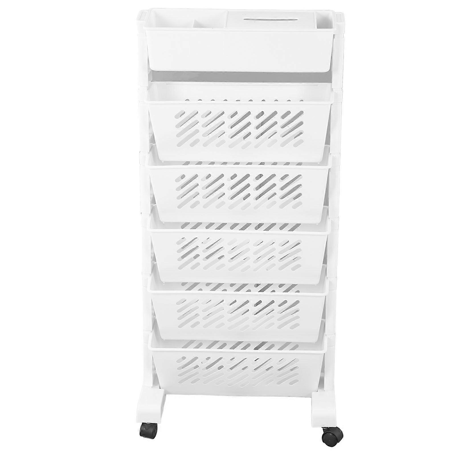 White Storage Organizer Shelf Removable Plastic Movable Bookshelf for Home Study Room 6 Layer
