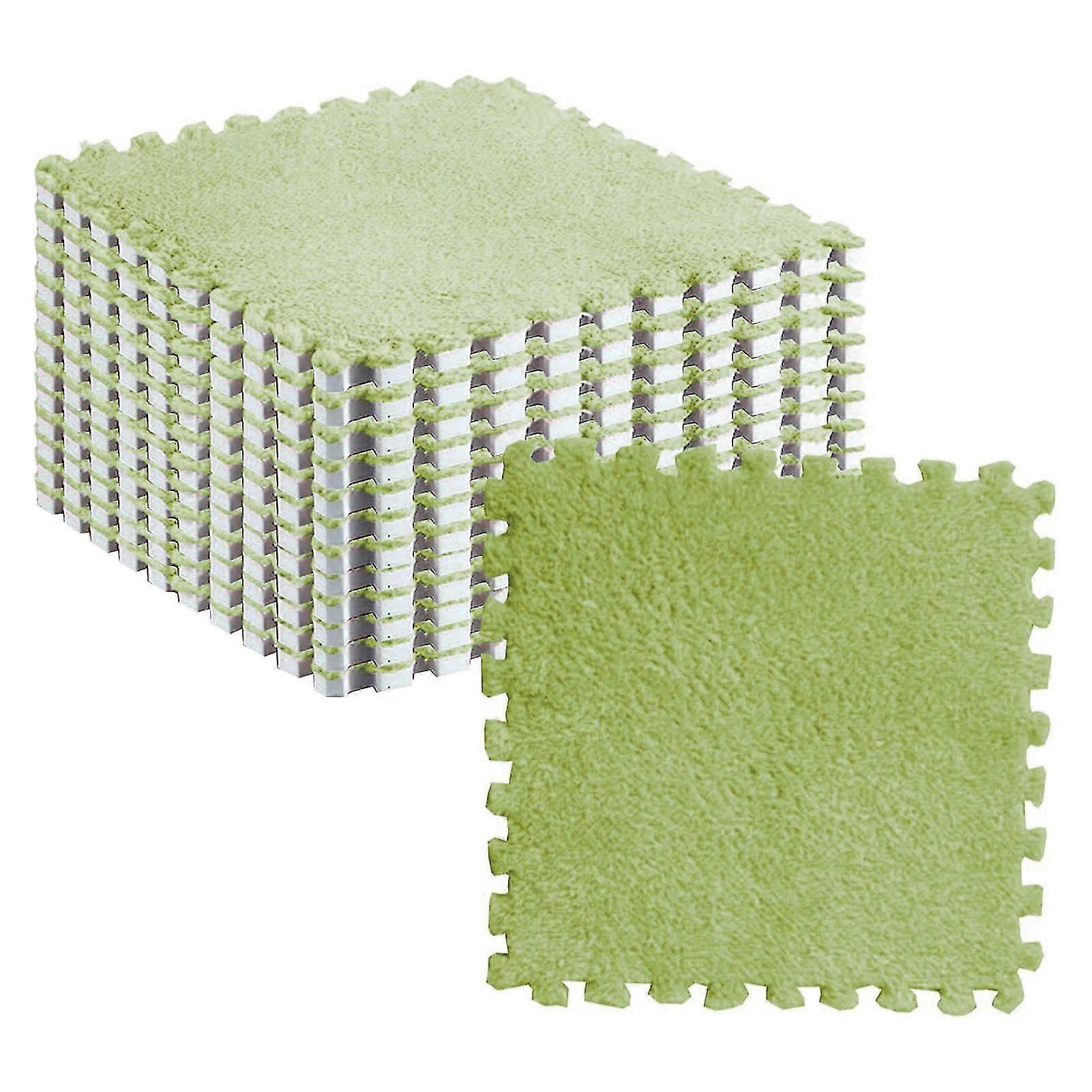 10pcs Plush Puzzle Floor Foam Mat Tiles Fluffy Cuttable Anti Slip Interlocking Carpet Tiles