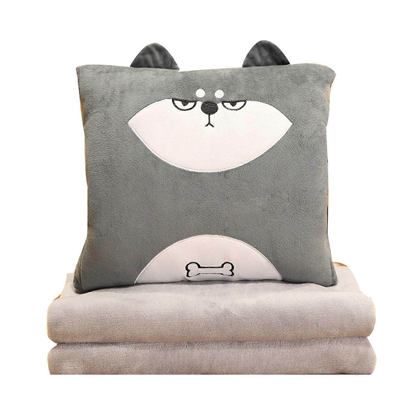Cartoon Multi Function Air Conditioning Blanket Insertable Pillow Hand Warmer for Office Napping