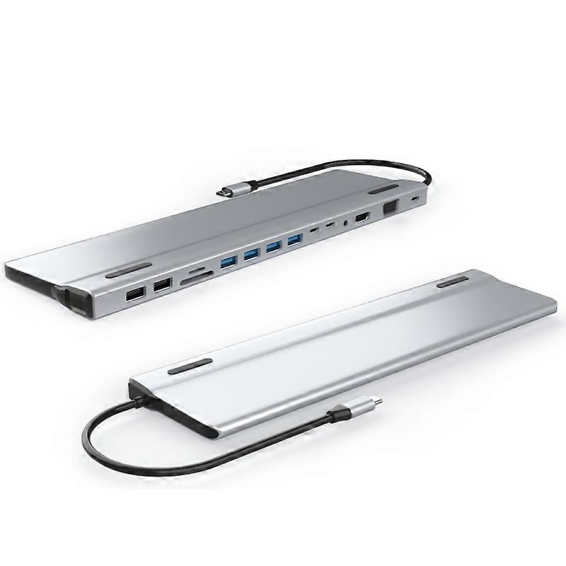INF 14-in-1 USB-C-Hub mit mehreren Anschlüssen und HDMI-, VGA-, Ethernet- und STF-Kartenleser