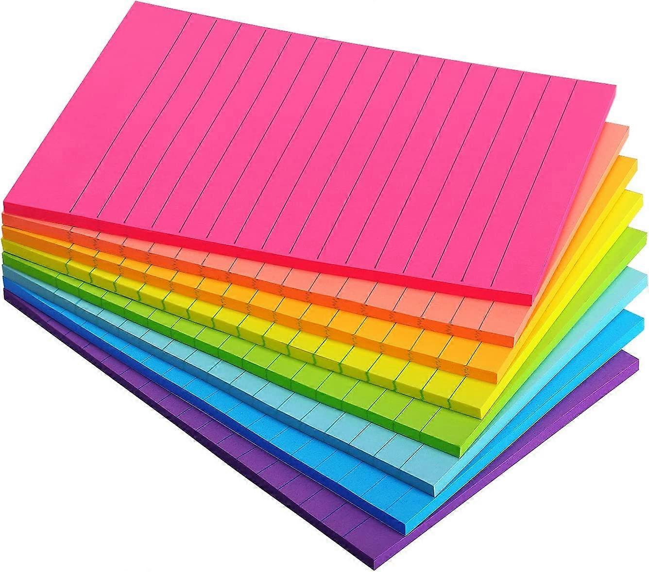8 Pads Lined Sticky Notes 4x6 Inches for Office Use, Ideal for Writing Reminders and Organizing Tasks