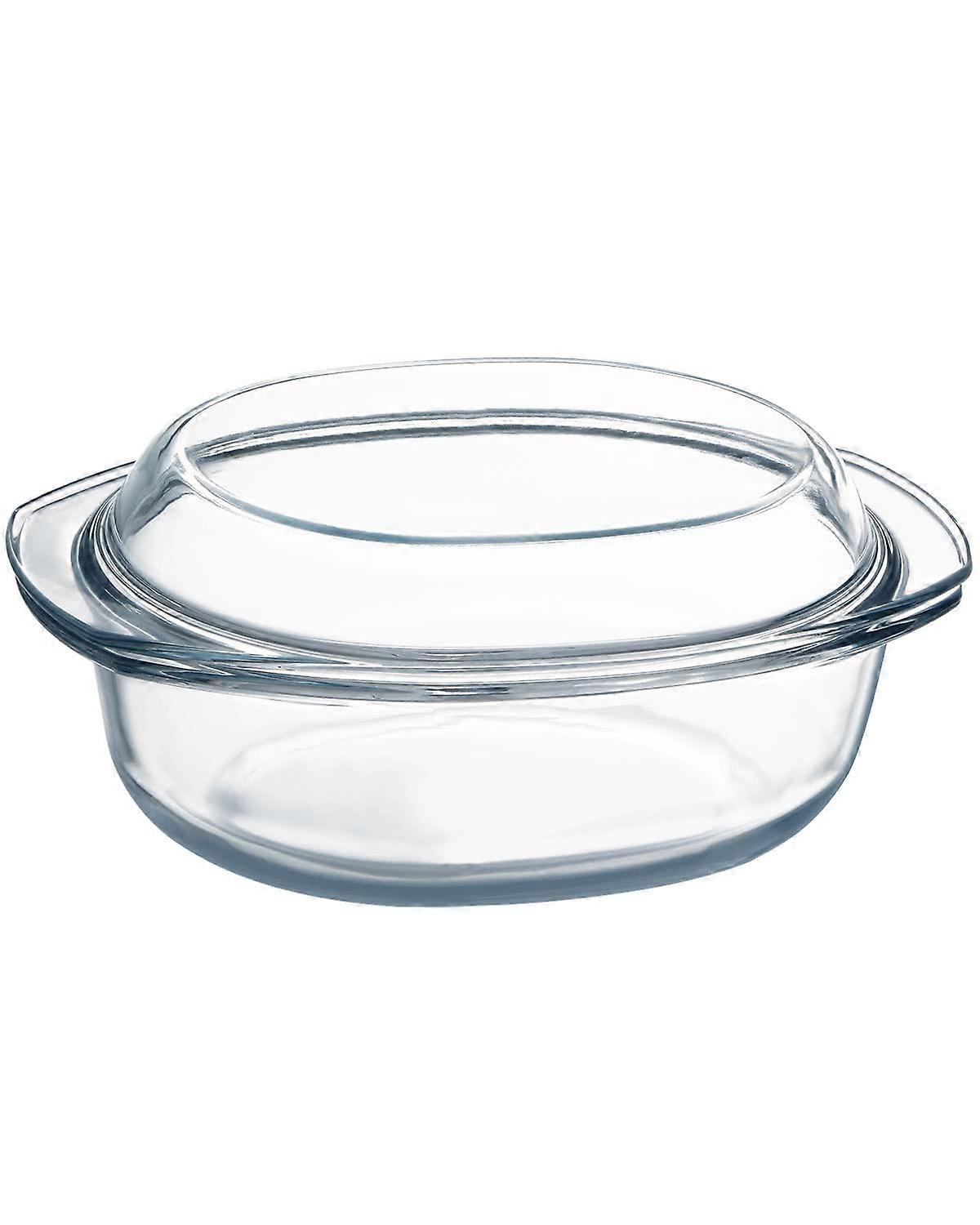 1.8 QT Mini Oval Glass Casserole Dish with Lid - Microwave Safe, Oven Safe, Single-Serve Bakeware for Easy Cooking