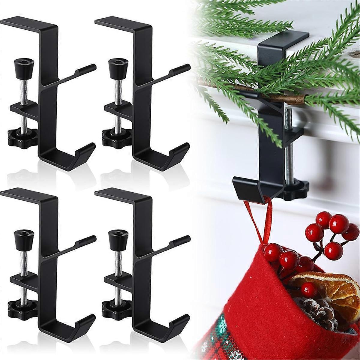 Christmas Fireplace Stocking and Garland Hooks Mantel Fireplace Metal Christmas Stocking Garland Hooks for Decoration A