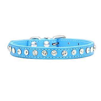 Rhinestone Dog Collar Leather Pet Collar Dog Small Medium Large Puppy Upholstered, 1.3cm/0.5 inches wide. XS