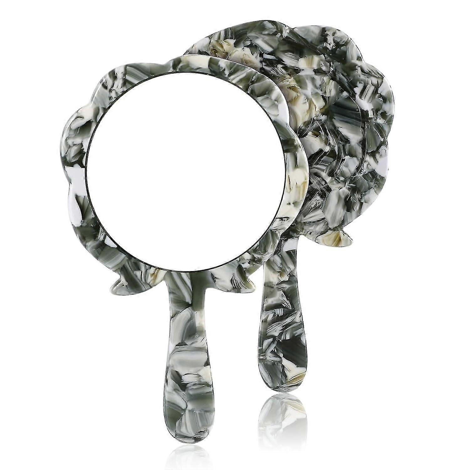 1Pcs Round Rose Flower Mini Handheld Mirror