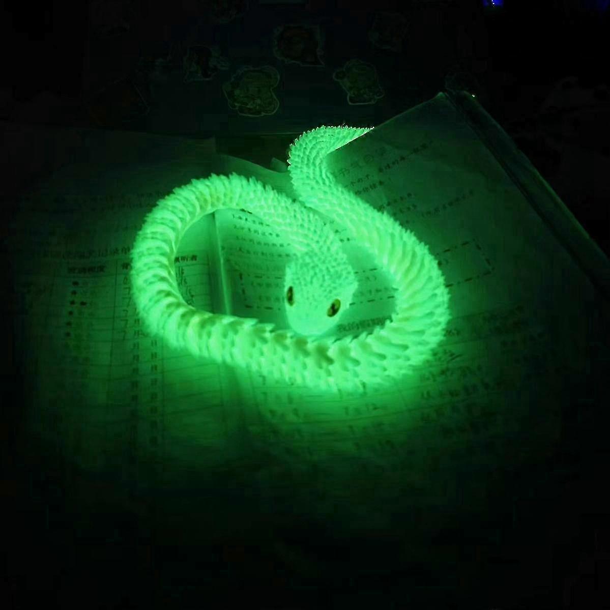 3D-gedruckte Schlange Mit Nachtlicht – 30 Cm, Flexible Gelenke, Regenbogenfarben, Aus PLA, Für Dekor & Spiel