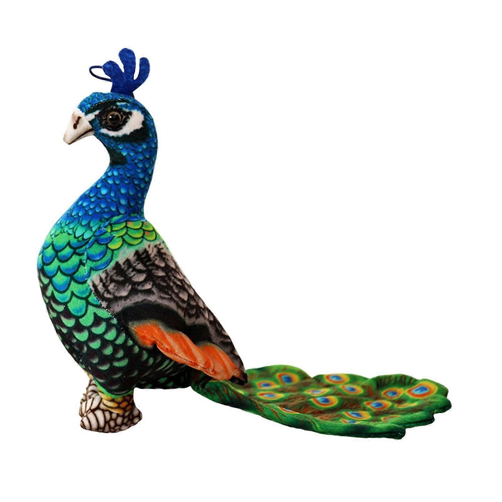 Realistic Peacock Plush Doll Cute Stuffed Cartoon Toy for Bedroom Office Car Height 25cm