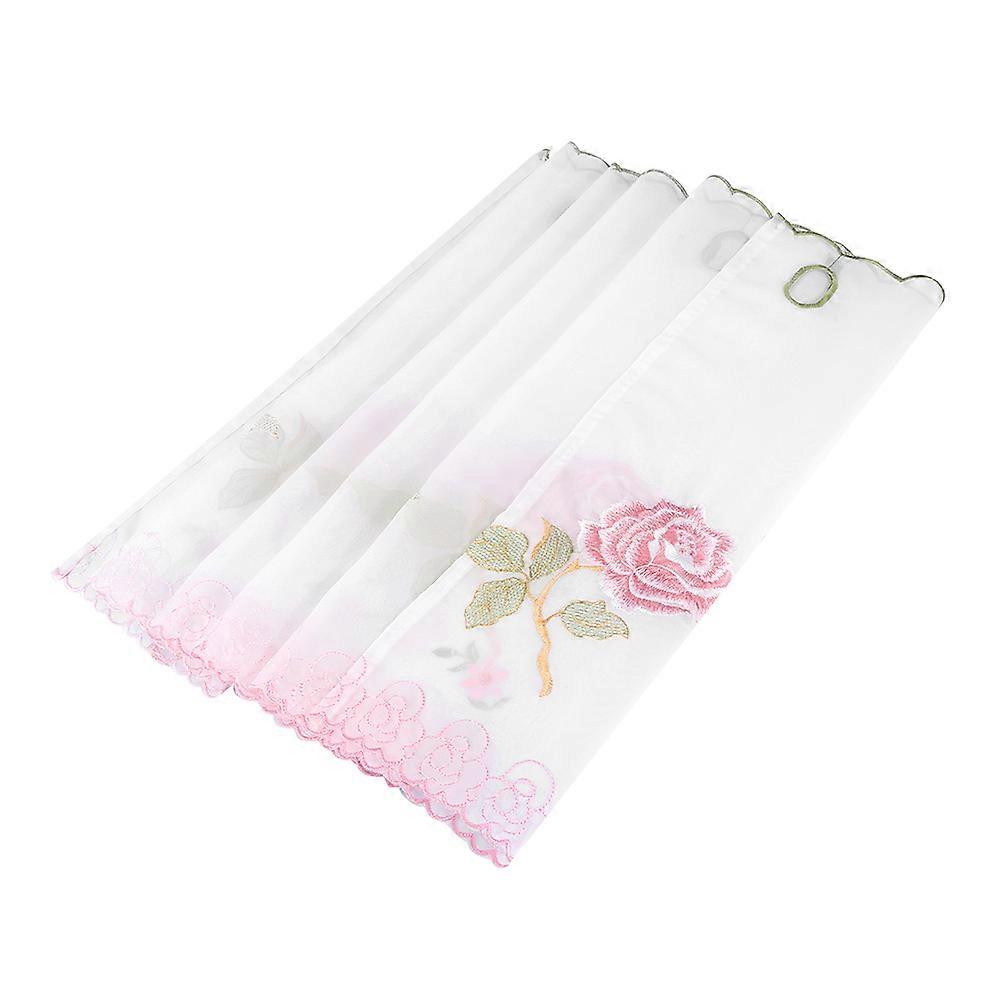 Rose Pattern Half Curtain Drape Panel Blackout For Kitchen Cabinet Coffee Shop Cafe Decor