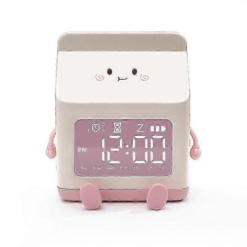 Cartoon Fun Milk Box LED Digital Display Countdown Alarm Clock