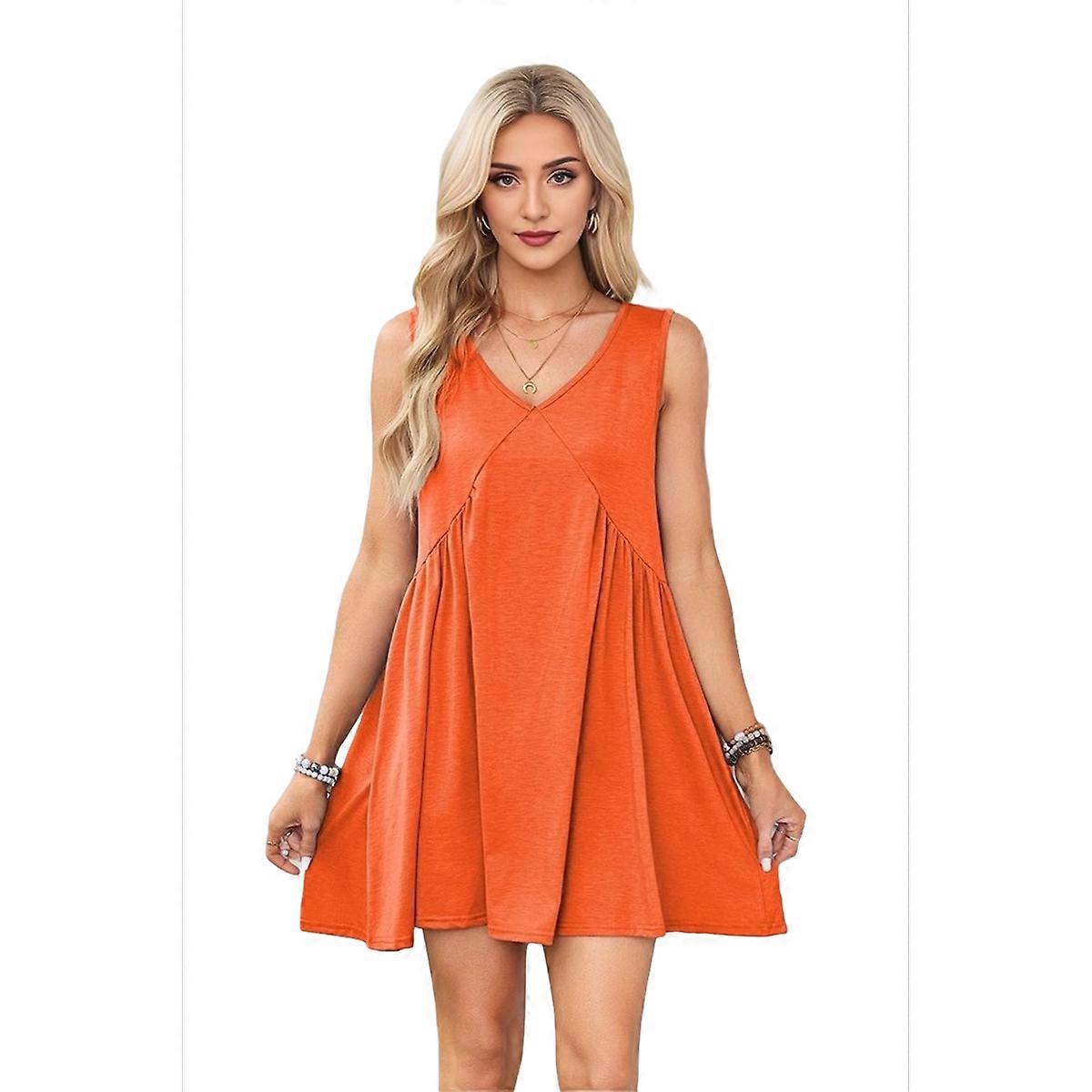 Rochie mini fără mâneci portocaliu-roșu M
