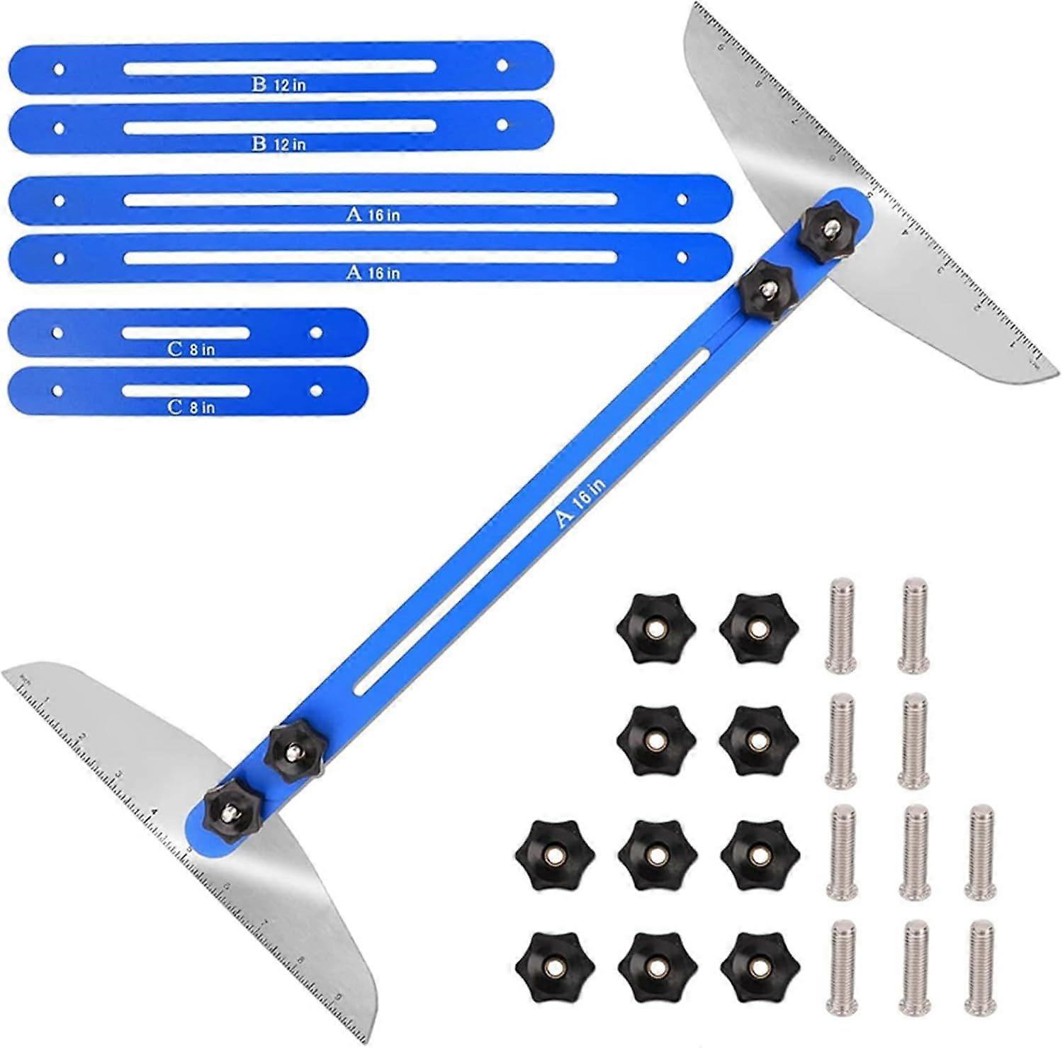 Stair Tread Gauge Template Tool, Stair Template Tool, Adjustable Stair Measuring Tool for Stair Treads and Drywall Cutting - 11" to 60"