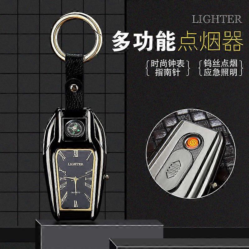 Hf22 Outdoor Multi-Function With Compass Key Chain Lighter With Flashlight Touch Screen Induction Lighter Customization