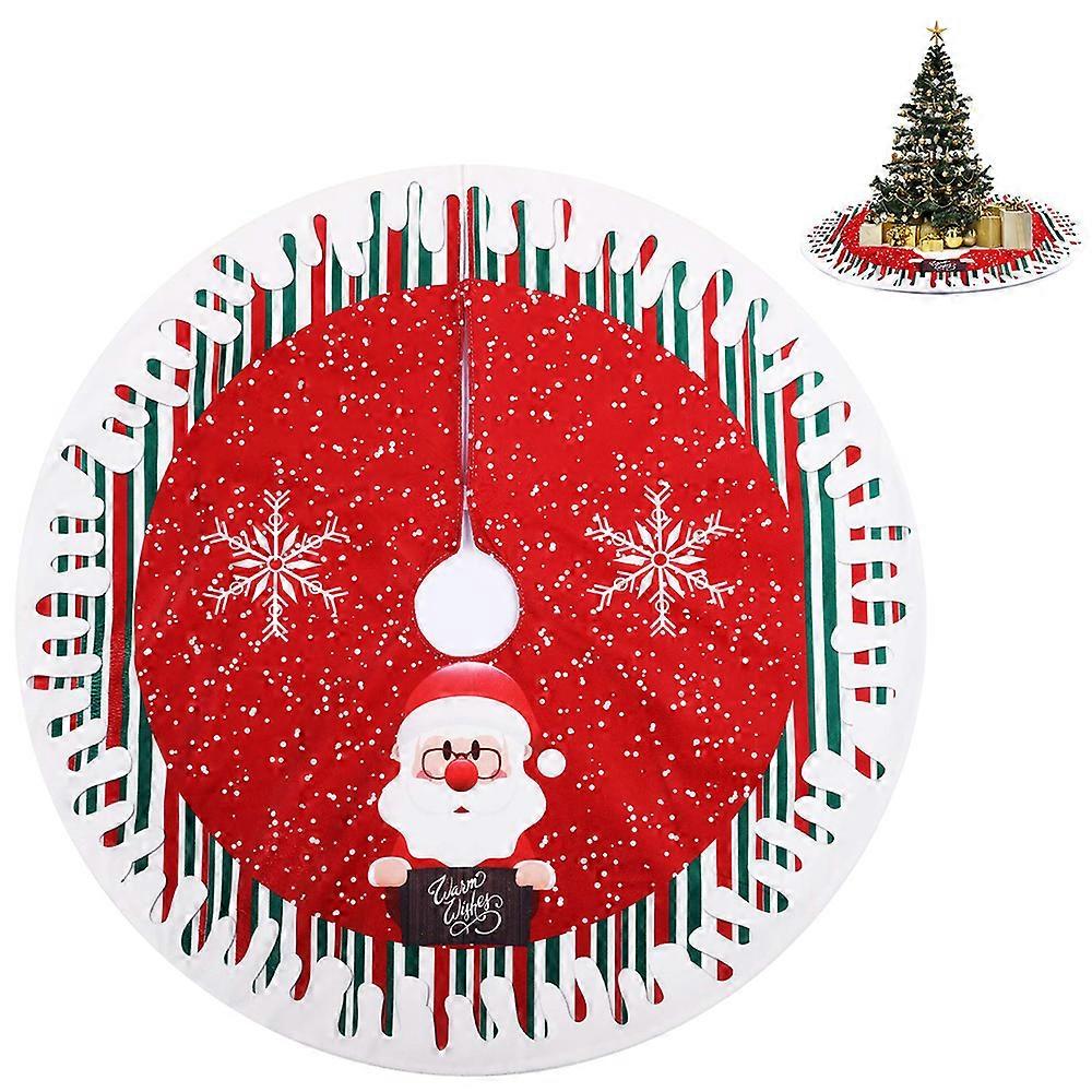 Round Christmas tree blanket, round Christmas tree blanket with snowflakes, snowman pattern (red, 80 cm)