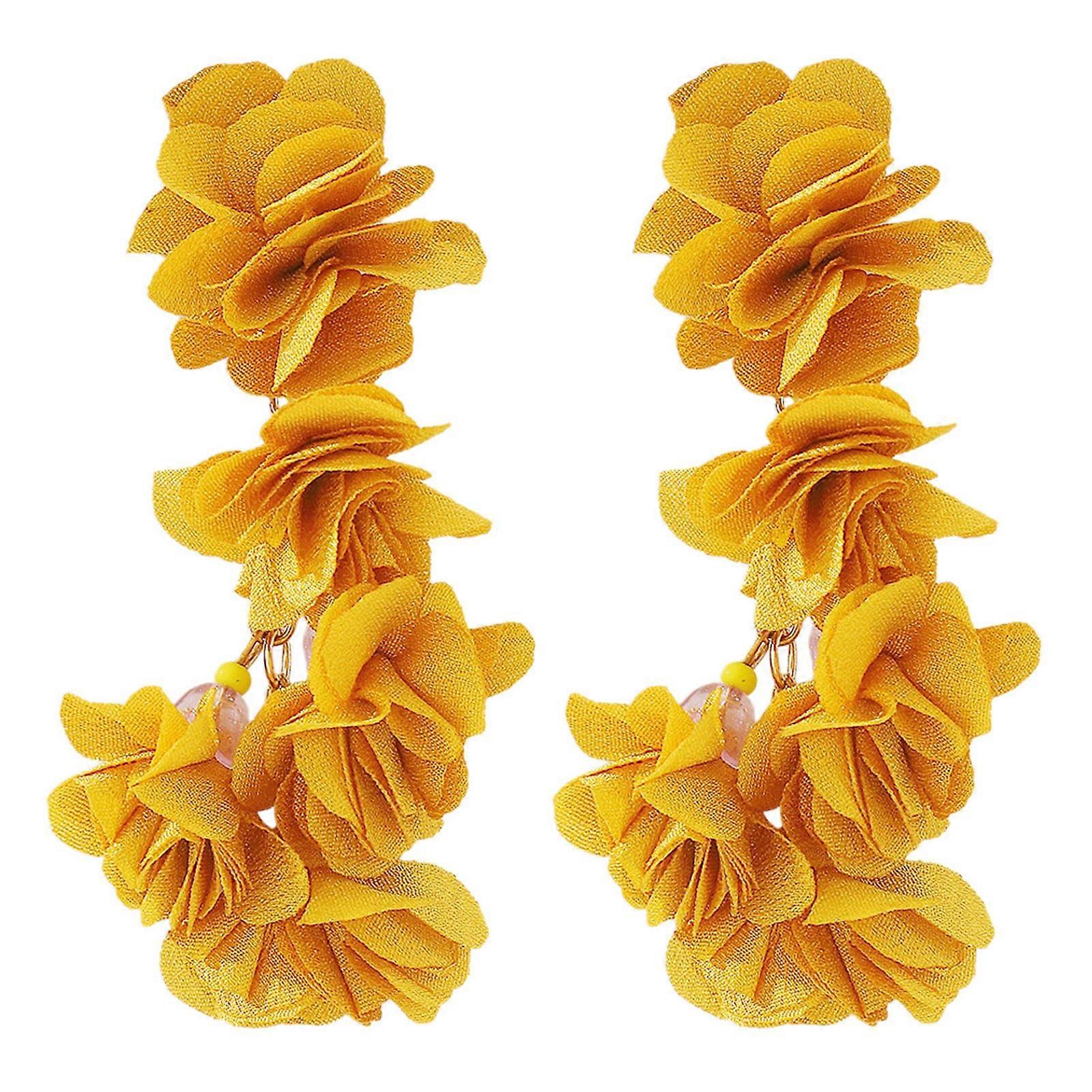 fleur en forme de boucles d’oreilles exagérées accrocheur boucles d’oreilles bohèmes boucles d’oreilles fleurs boucles d’oreilles élégantes fêtes bijoux jaune