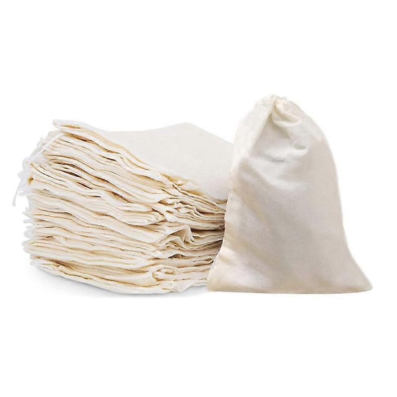 50 Pcs 4 x 6 Inches Cotton Muslin Bags, Reusable Drawstring Bags