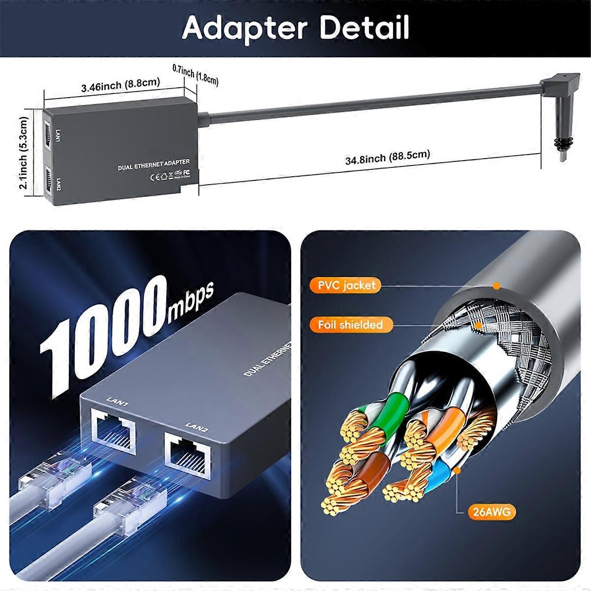 For Starlink 2 Ports Ethernet Adapter for Wired External Network GEN2