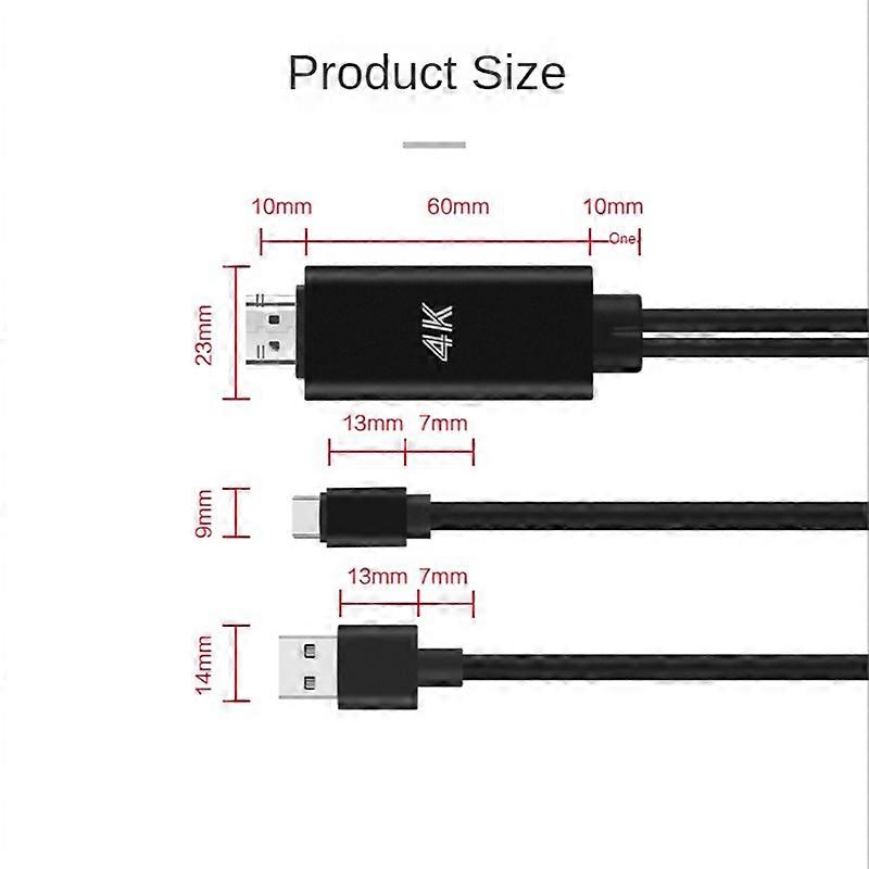 2 in 1 USB C 3.1 Type-C to -Compatible 4K 30Hz Adapter Cable