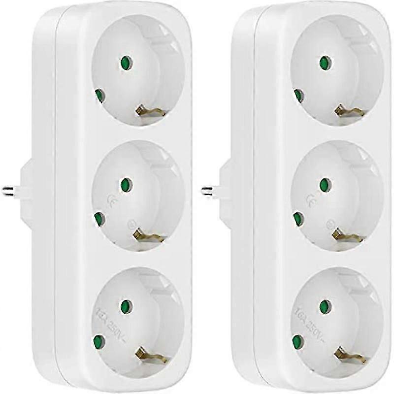 Multi Socket Without Cable, 250V/16A Socket Adapter, Portable Sockets, 3680W Converter Socket EU Plug,2 Pack