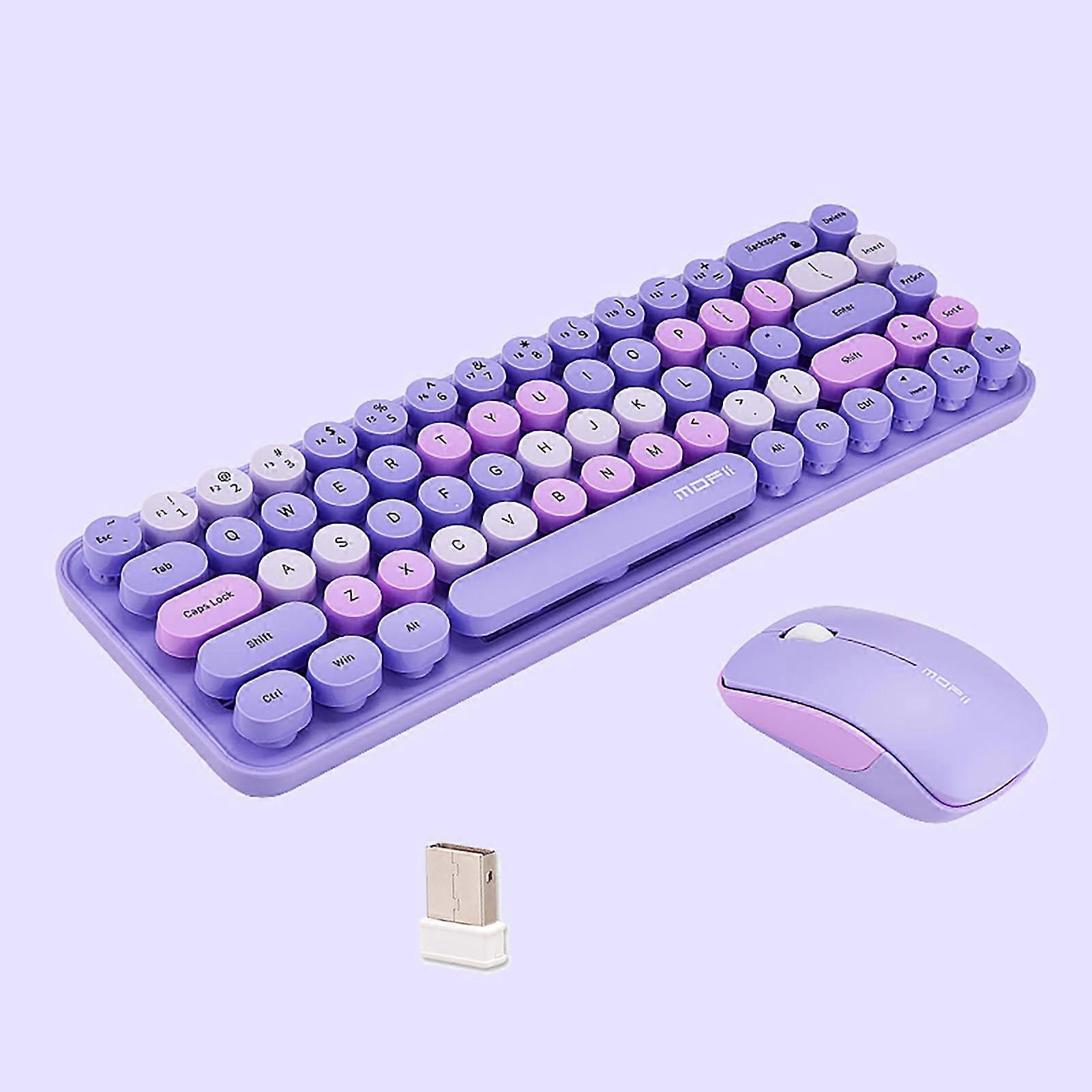 Wireless Keyboard and Mouse Combo Compact Colorful Soundless for Compatible with Notebook PC