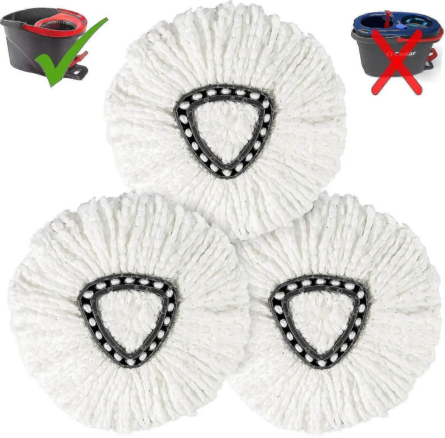 [3 Pack] Mop Replace Heads Compatible With O-cedar Easywring, Spin Mop Refill Heads Replacements For Ocedar - Easy To Replace, Microfiber, Machine Was