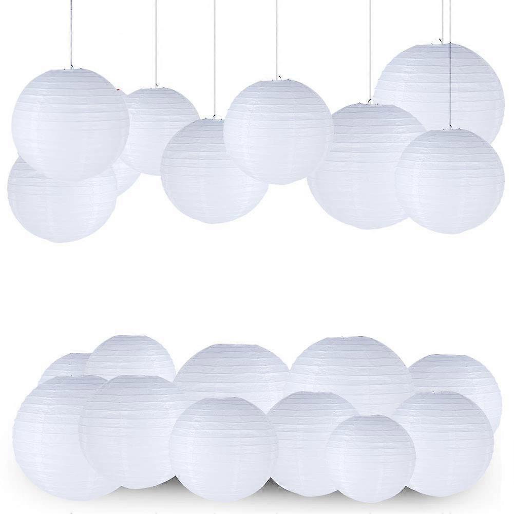 15 Pcs Paper Lanterns  Round Lanterns for Decorating Lights  5 Size White Paper Lanterns