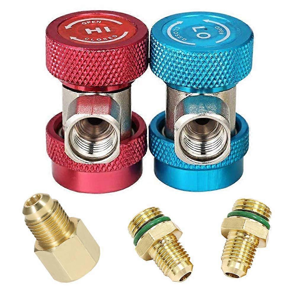 Adjustable R134a Quick Coupler High Low Adapter Conversion Fittings, Refrigerant Tank Adapter Kit