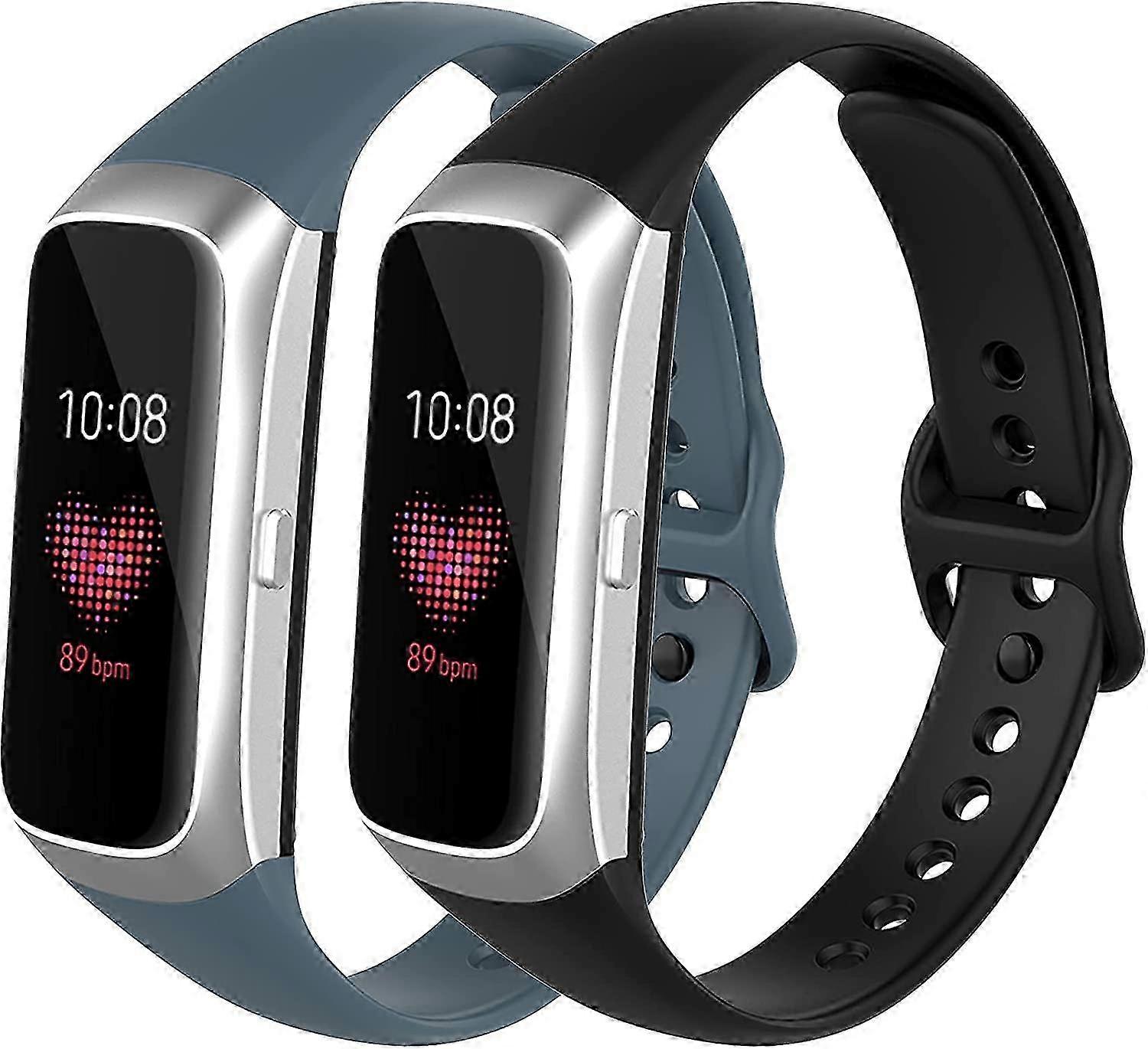 2 Pieces Replacement Straps for Galaxy Fit SM-R370 ColorB Waterproof Soft & Breathable Silicone Straps Compatible with Galaxy Fit