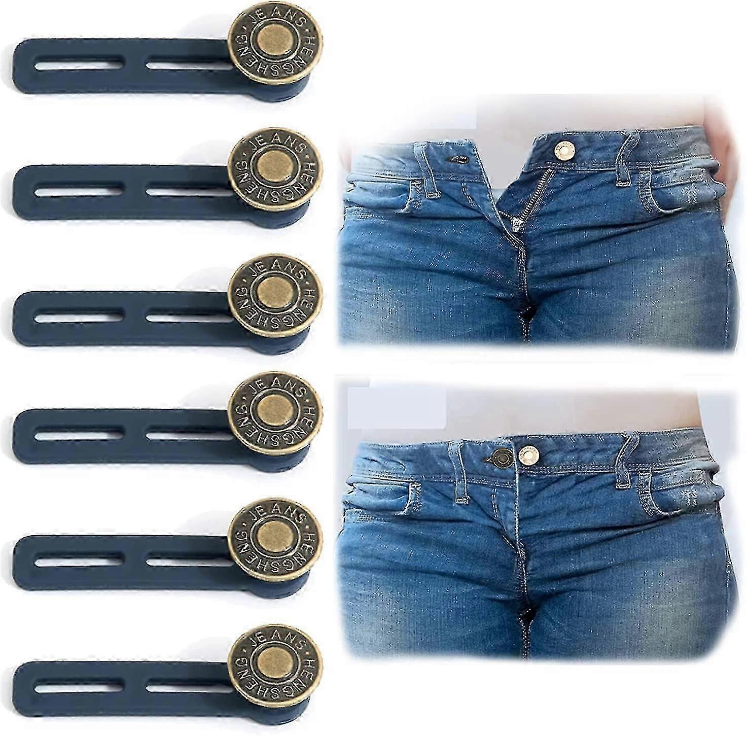 6 Pcs Adjustable Button Extender for Trousers and Jeans