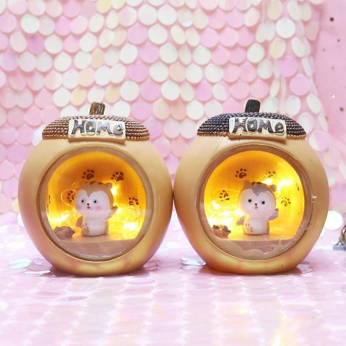 Desktop Decor Creative Cartoon Small Night Light Tabletop Resin(2Pcs)