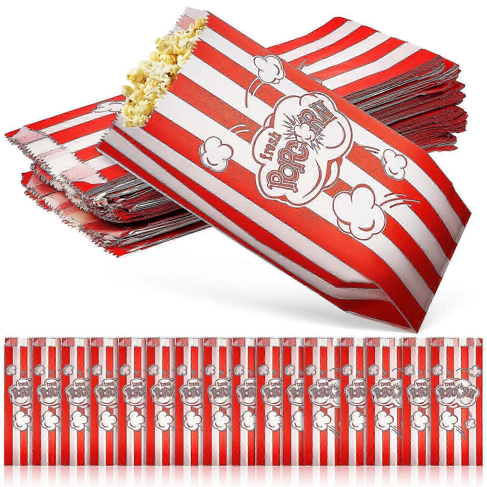 Lot de 100 sachets à popcorn en papier à rayures et motifs imprimés