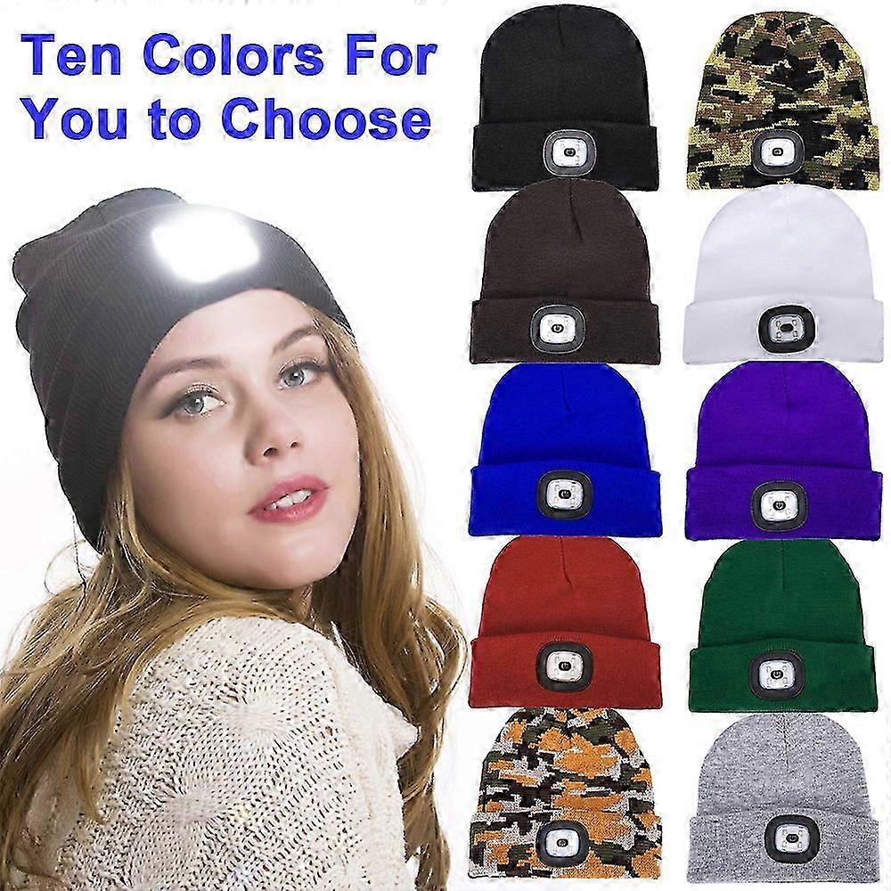 LED Beanie Hat With USB Rechargeable Battery Unisex High Powered Head Lamp Light