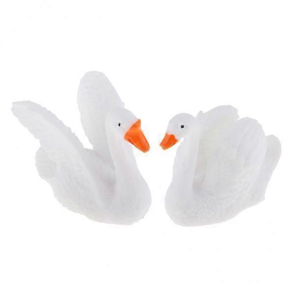2X 2Pcs Miniature Swan Micro Landscape Decor Gift