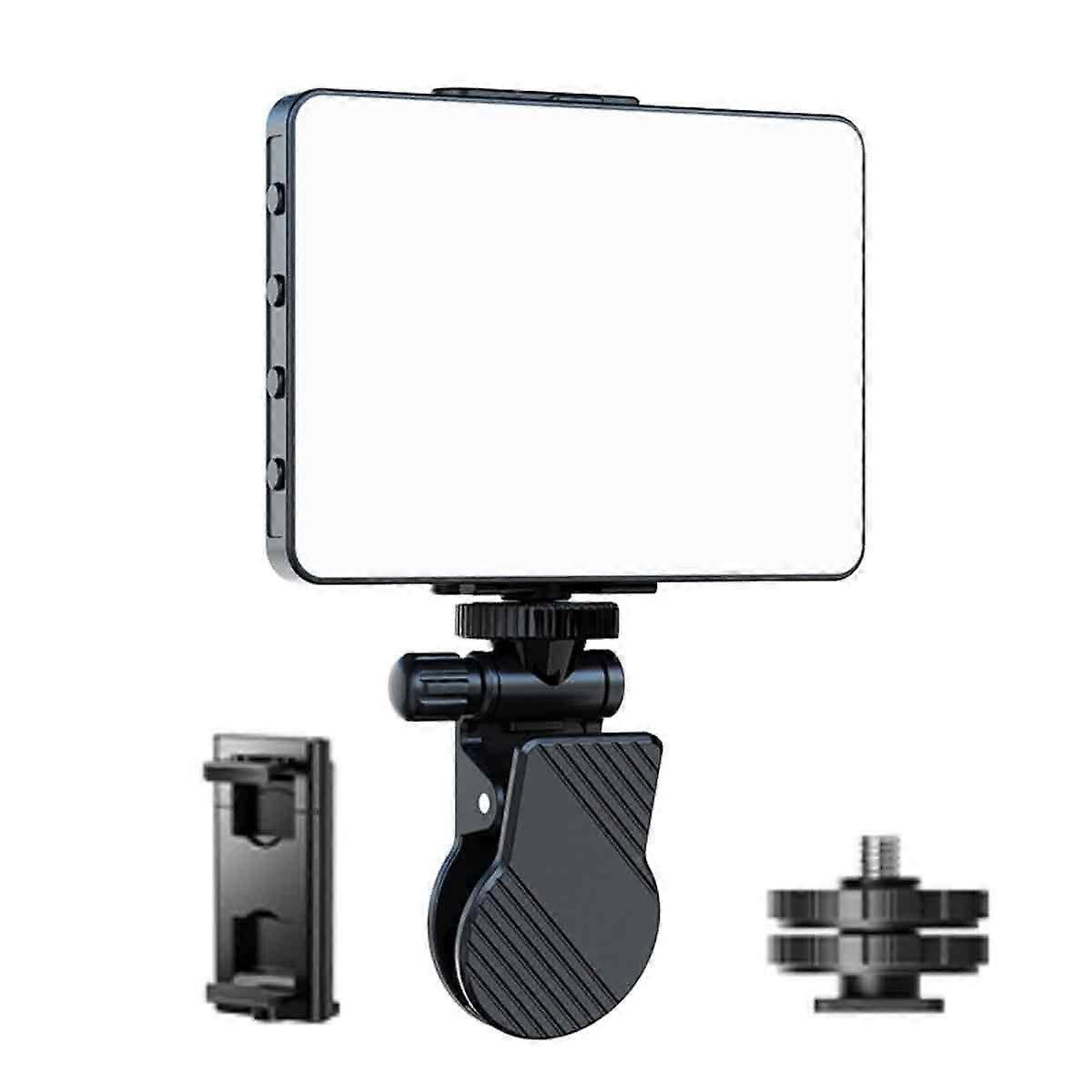 High-power rechargeable clip-on video conference fill light with front and rear clips, adjustable 3 light modes, suitable for mobile phones, iPhones,