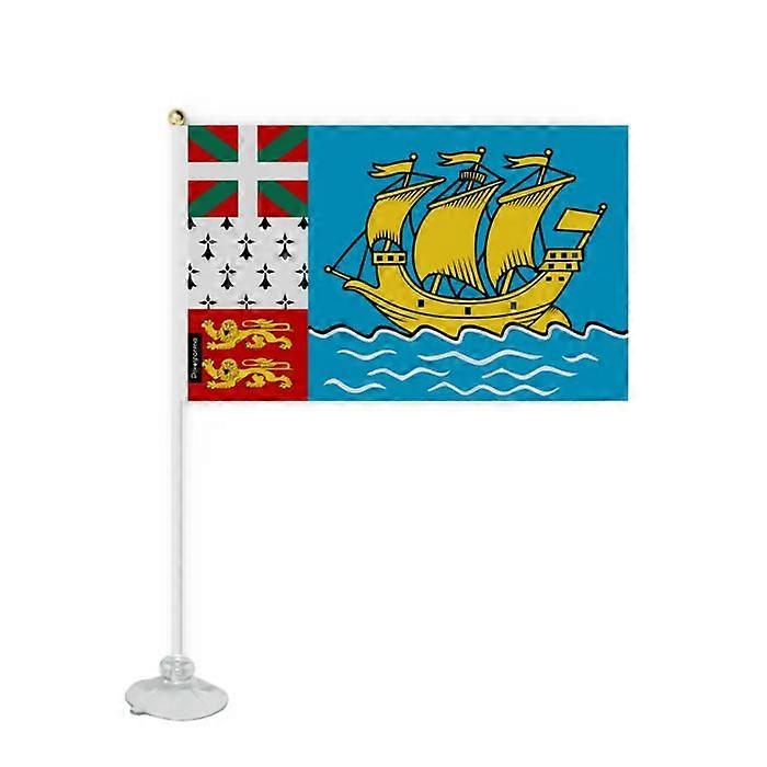 Mini Flag of Saint Pierre and Miquelon – Suction Cup – 14 x 21 cm – For Smooth Surface – Polyester – 1 piece