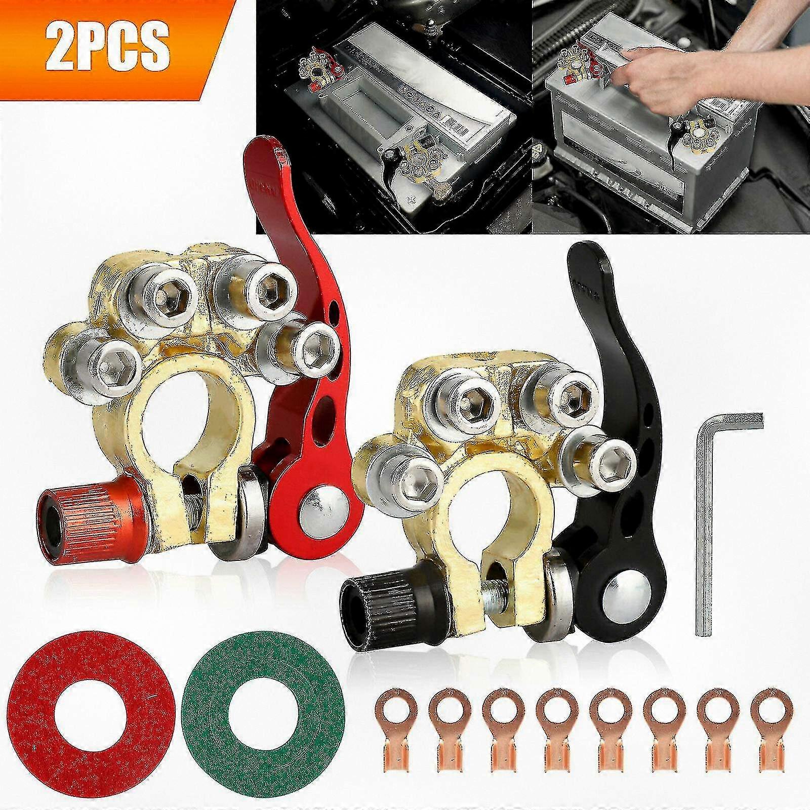Quick disconnect car battery terminal connectors for positive and negative poles
