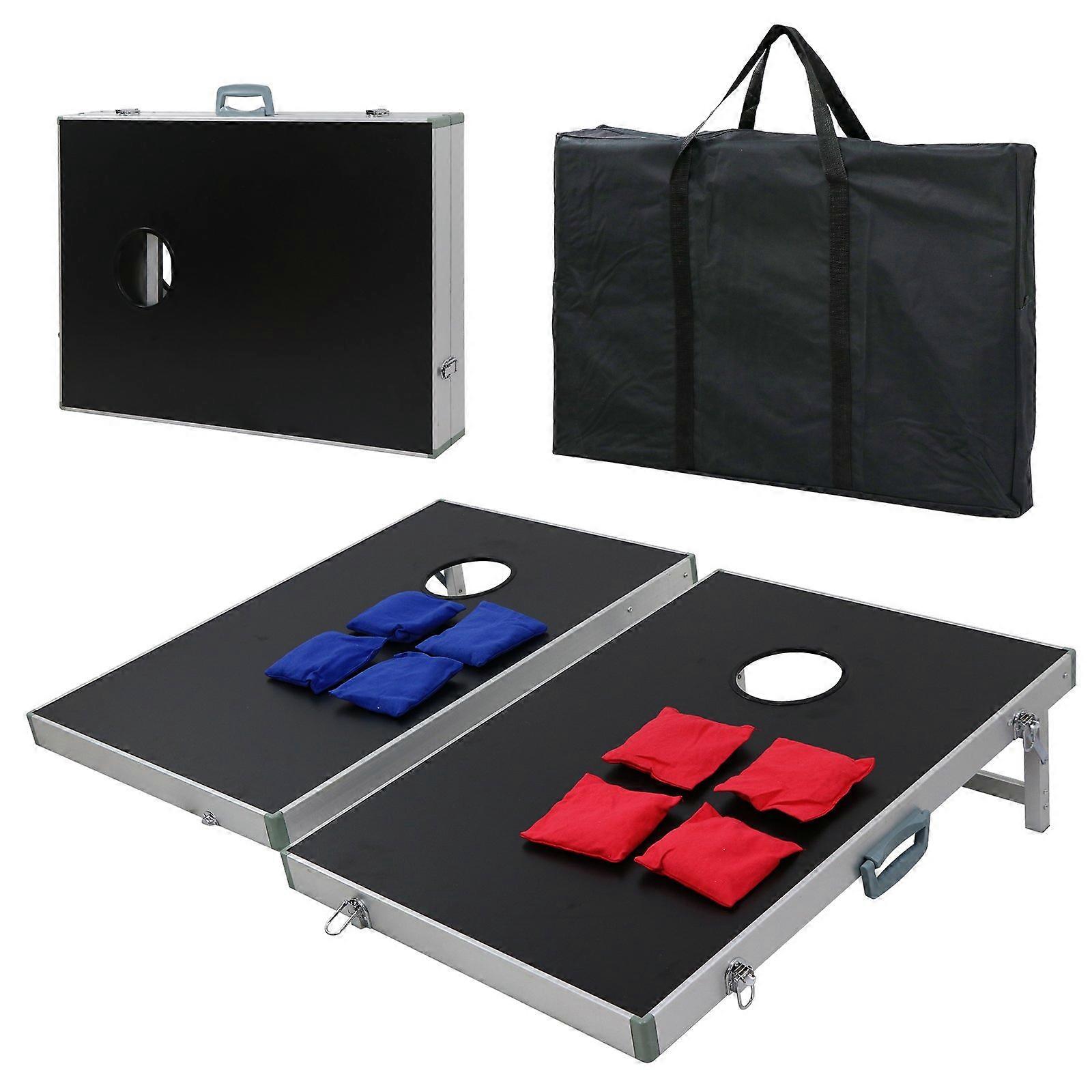 Portable Bean Bag Cornhole Toss Game Set with Aluminum Frame, Regulation Size Boards, 8 Bean Bags, and Carrying Case for Indoor and Outdoor Fun