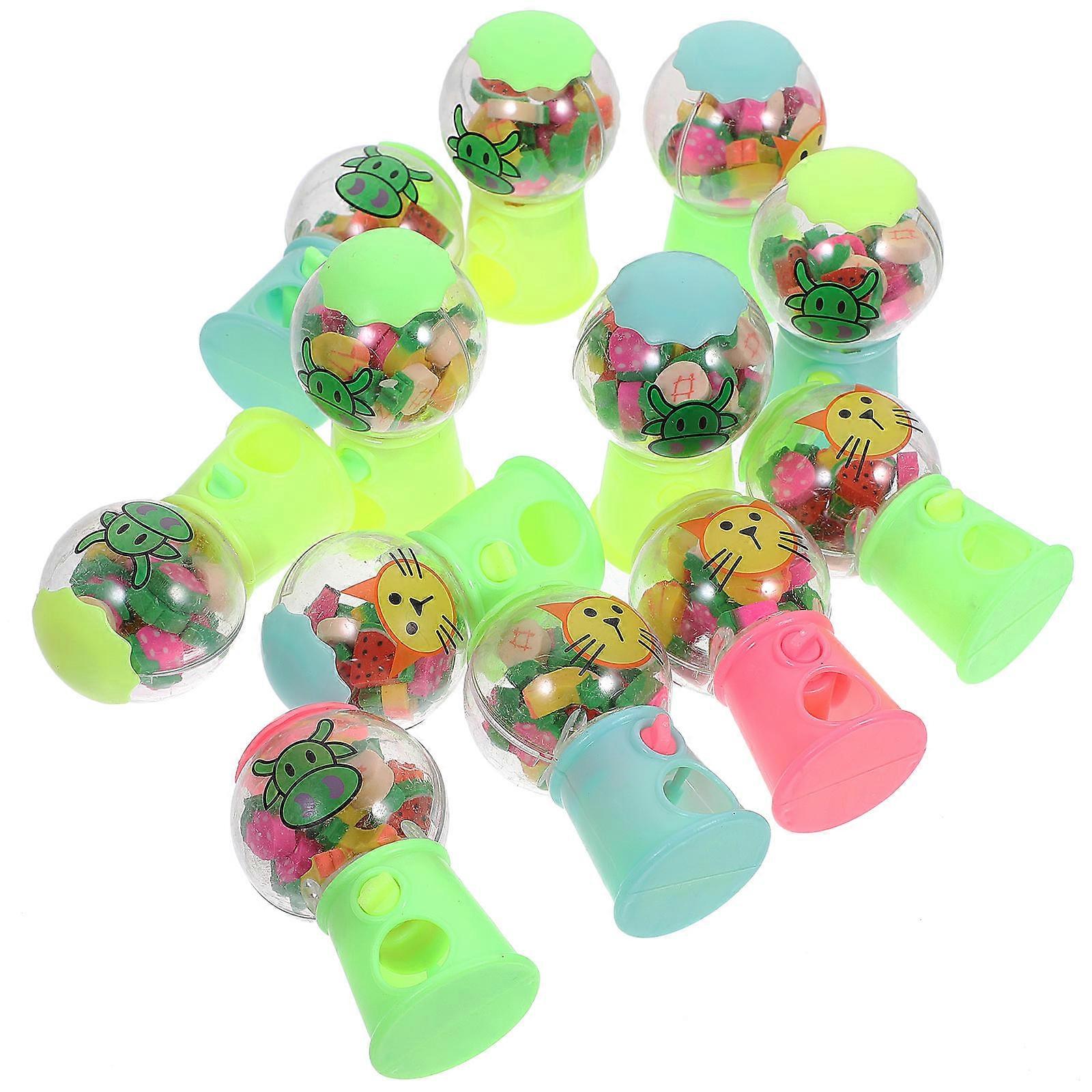 12pcs Adorable Cartoon Eraser Machine with Reusable Holder – Cute School Supplies & Party Favors