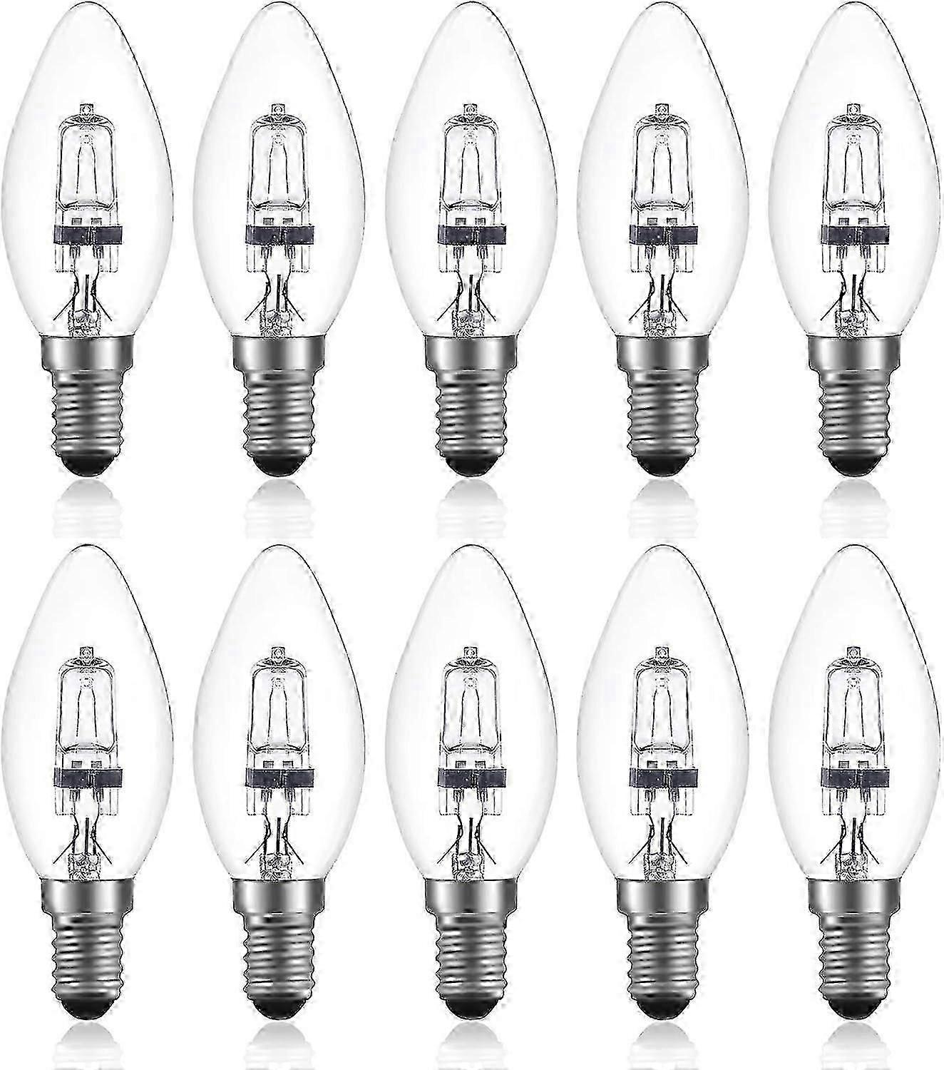 42W E14 C35 منابة هالوجين قابلة للتعتيم AC 220-240V أبيض دافئ 2700K e14 لمبة شمعة هالوجين شفافة (10 قطع)