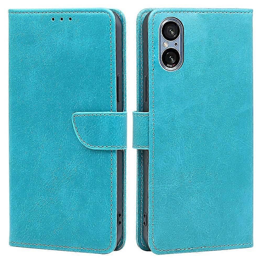 For Sony Xperia 5 V Case Calf Texture Pu Leather Stand Wallet Phone Shell