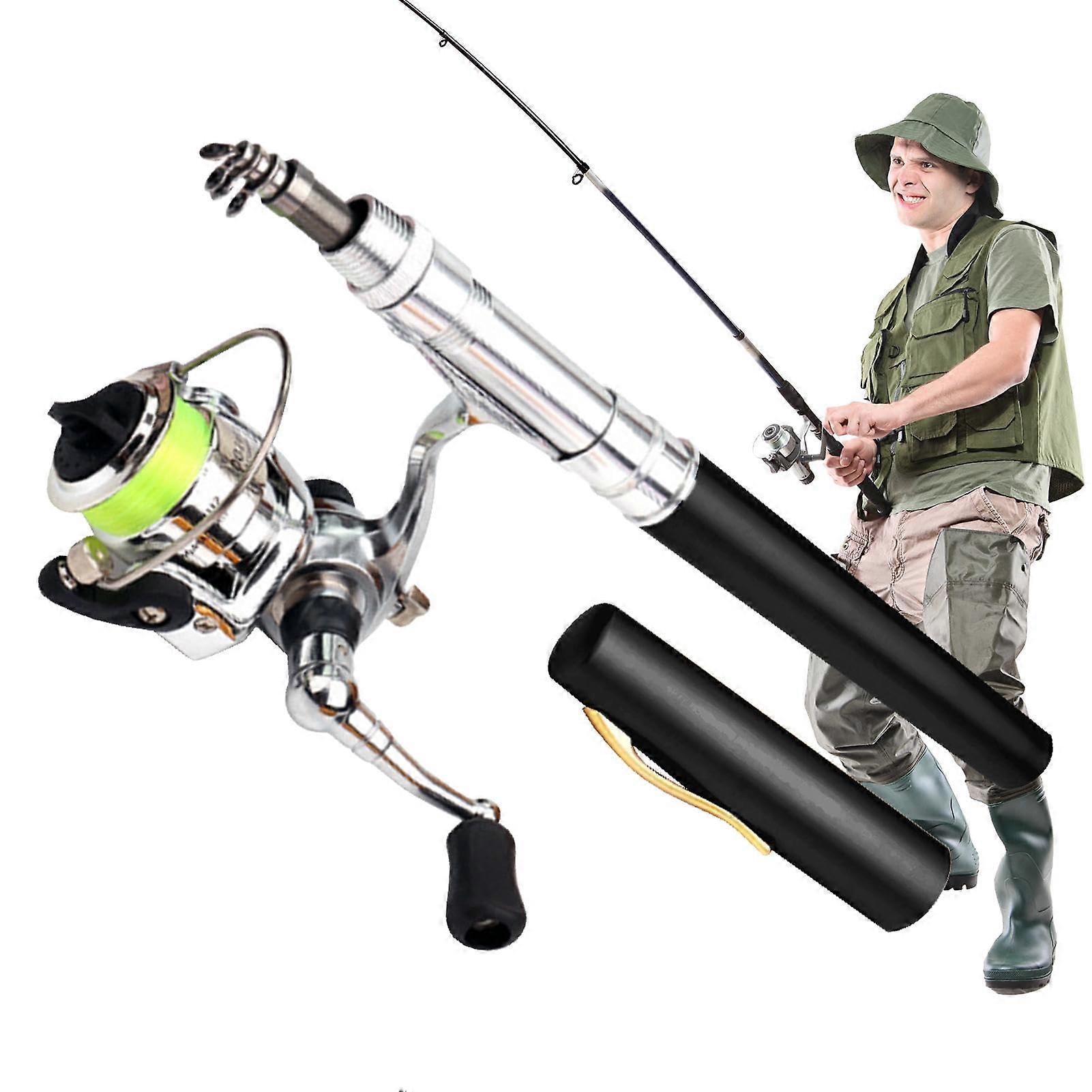 Pocket Combo Fishing Rod - Telescopic Miniature Hand Pole, Lightweight Crappie Rod for Freshwater, Streams, Lakes, and Sea