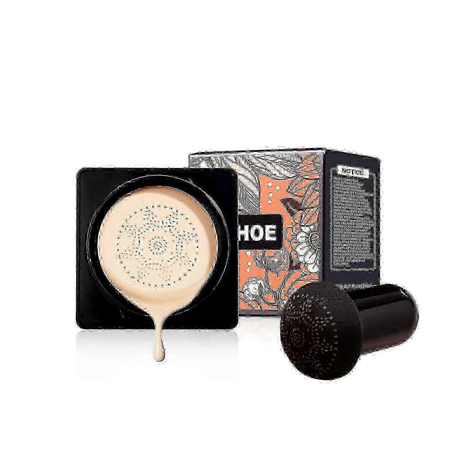Magic Mat Powder Puff, Invisible Pore Ivory White Natural Color With Mushroom Air Cushion On Makeup Base