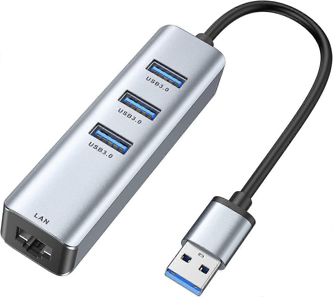 2025 Neuestes Modell USB 3.0 zu Ethernet Adapter, 3-Port USB 3.0 Hub mit RJ45